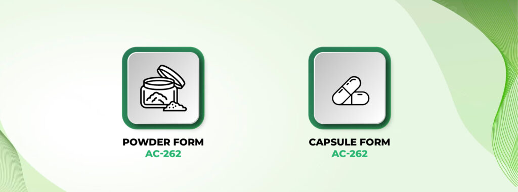 AC 262 is available in both powder and capsule form